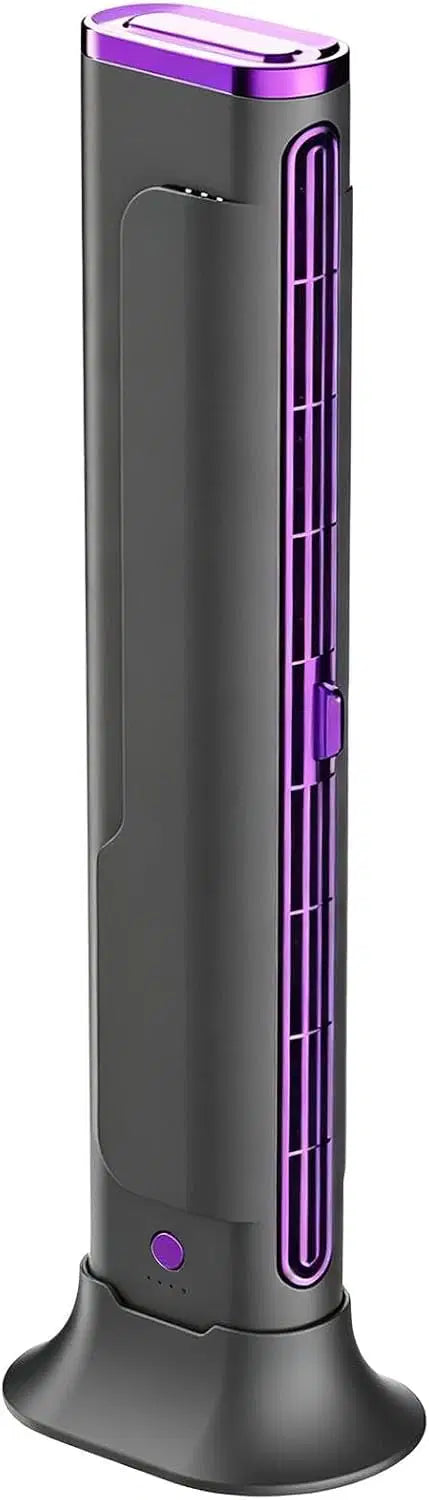 Small Portable Air Conditioner – Compact Portable Rechargeable USB Bladeless Tower Fan for Office, Home, Car, Camping, Interior, Travel, Motorhome, Garage
