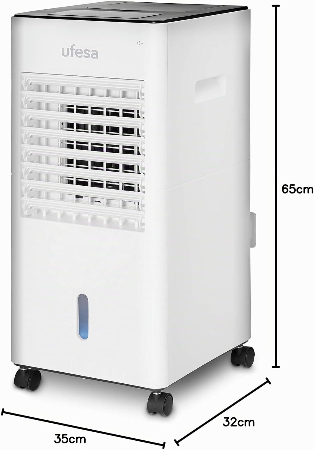 Ufesa CL604 Mobile Air Conditioner, 3-in-1 Cooling Function, Ionized and Fan, 65W, 3 Speed, 3 Modes, Touch Screen, 5L Tank, 12H Timer, Washable Filter, Remote Control