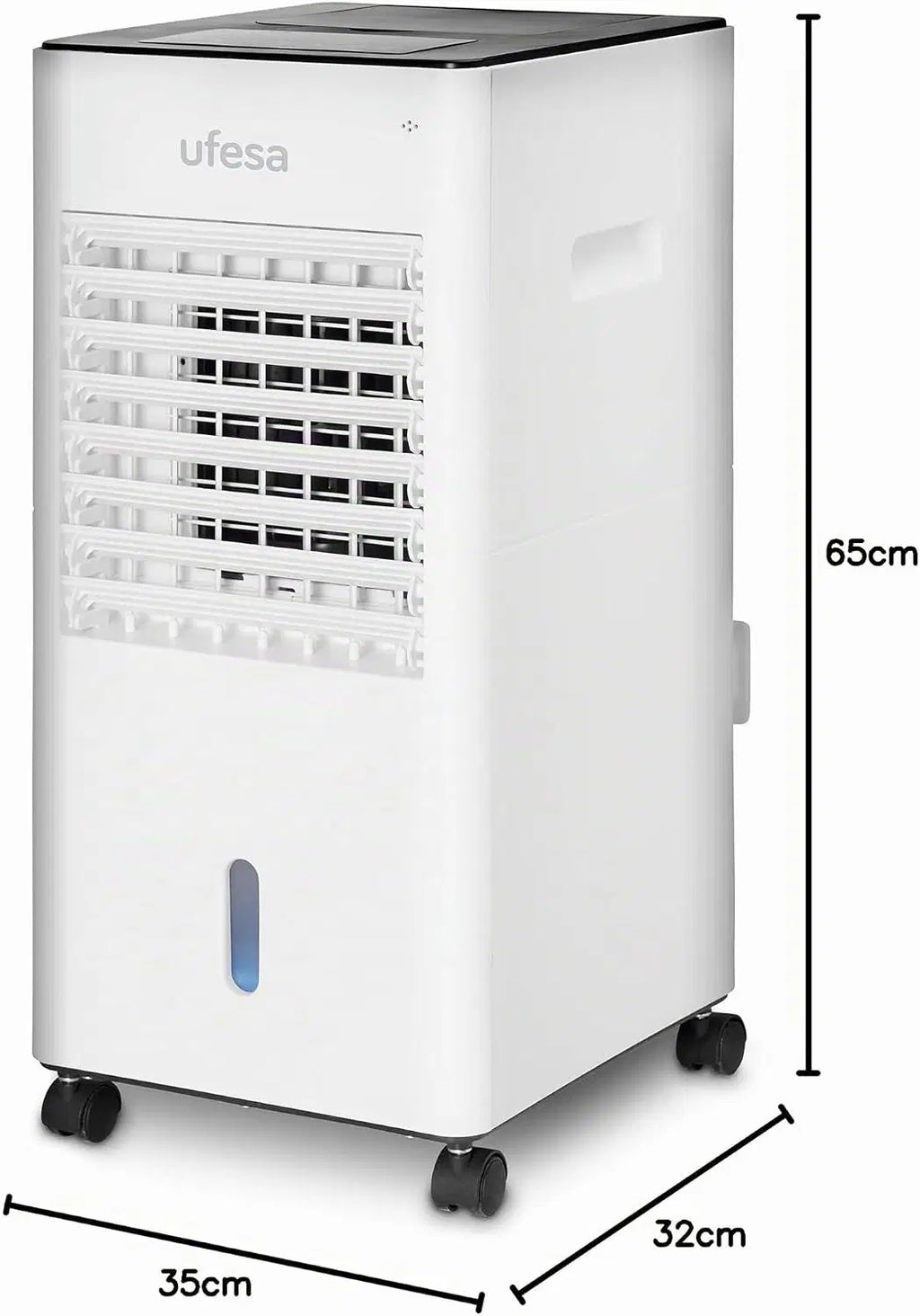 Ufesa CL604 Mobile Air Conditioner, 3-in-1 Cooling Function, Ionized and Fan, 65W, 3 Speed, 3 Modes, Touch Screen, 5L Tank, 12H Timer, Washable Filter, Remote Control