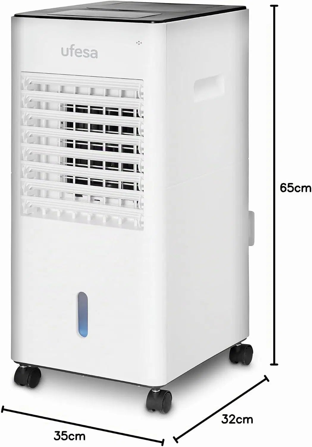 Ufesa CL604 Mobile Air Conditioner, 3-in-1 Cooling Function, Ionized and Fan, 65W, 3 Speed, 3 Modes, Touch Screen, 5L Tank, 12H Timer, Washable Filter, Remote Control