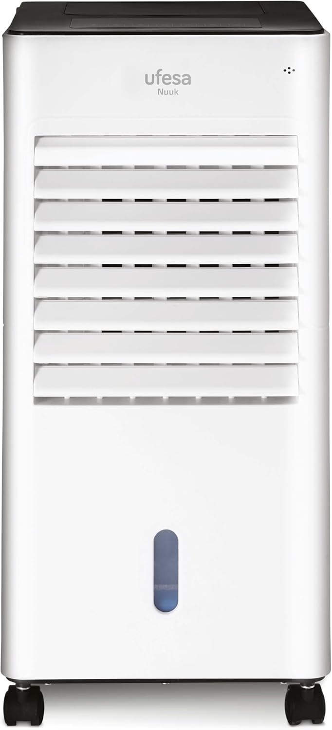 Ufesa CL604 Mobile Air Conditioner, 3-in-1 Cooling Function, Ionized and Fan, 65W, 3 Speed, 3 Modes, Touch Screen, 5L Tank, 12H Timer, Washable Filter, Remote Control