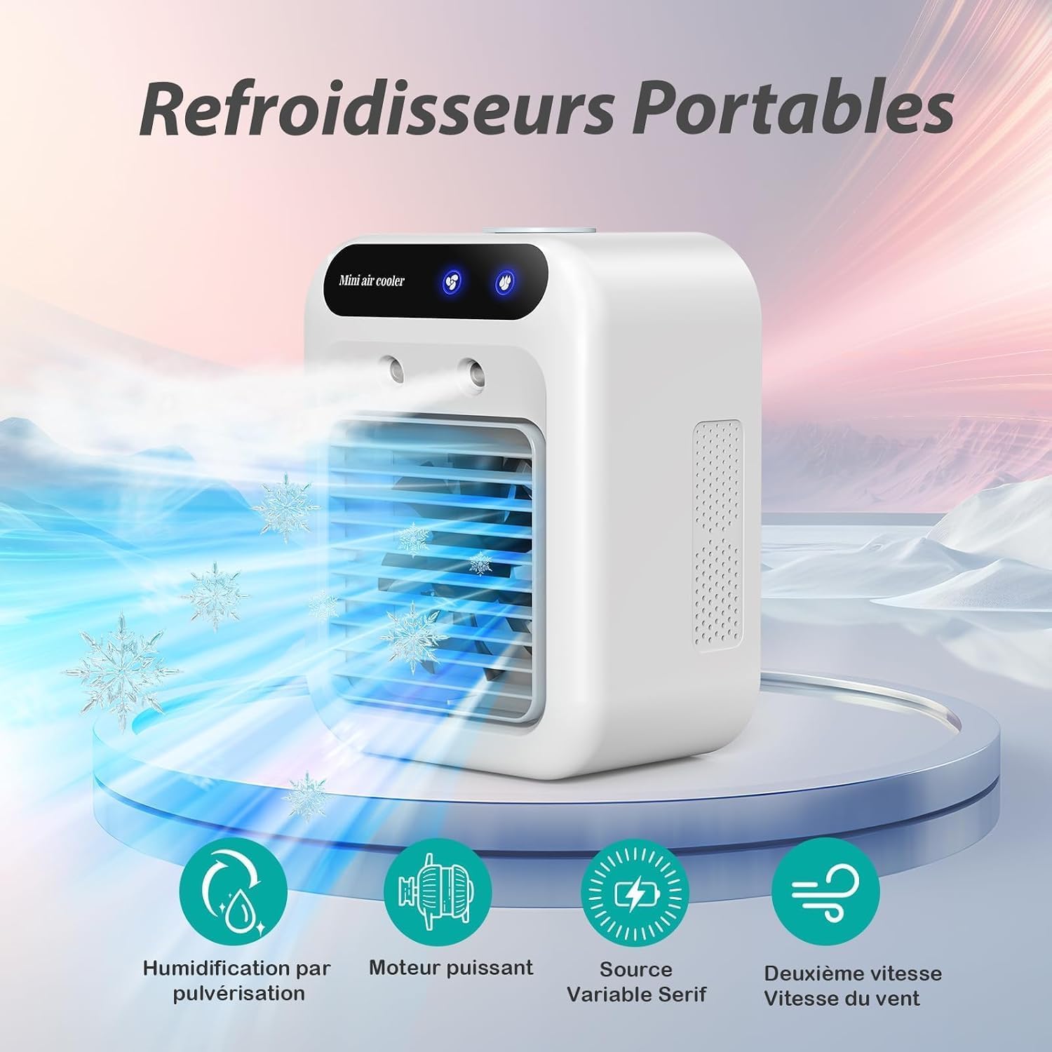 Silent Mobile Air Conditioner, 500ml Portable Air Cooler, Mini Air Conditioner, Portable Air Conditioner Suitable for Home, Office and Camping