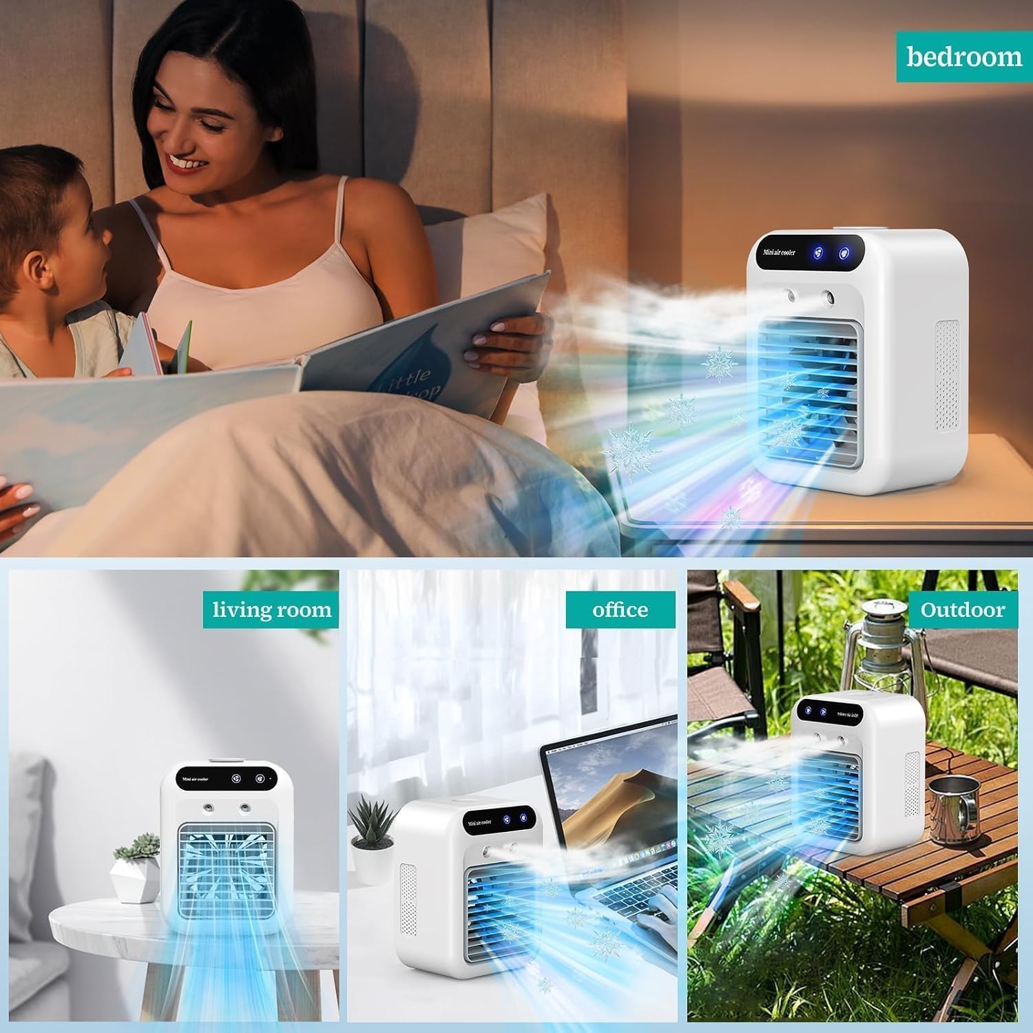 Silent Mobile Air Conditioner, 500ml Portable Air Cooler, Mini Air Conditioner, Portable Air Conditioner Suitable for Home, Office and Camping