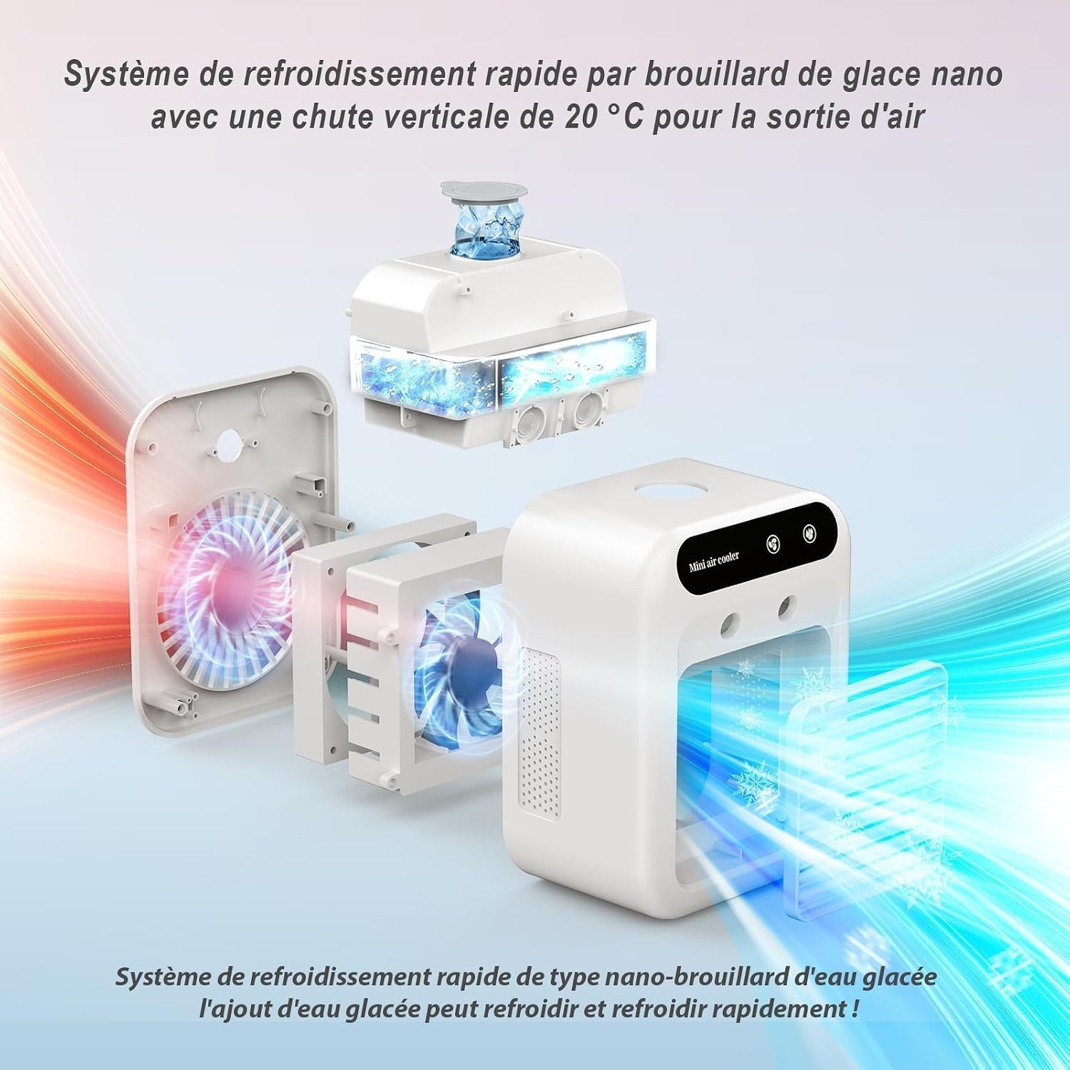 Silent Mobile Air Conditioner, 500ml Portable Air Cooler, Mini Air Conditioner, Portable Air Conditioner Suitable for Home, Office and Camping