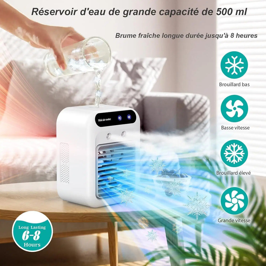 Silent Mobile Air Conditioner, 500ml Portable Air Cooler, Mini Air Conditioner, Portable Air Conditioner Suitable for Home, Office and Camping