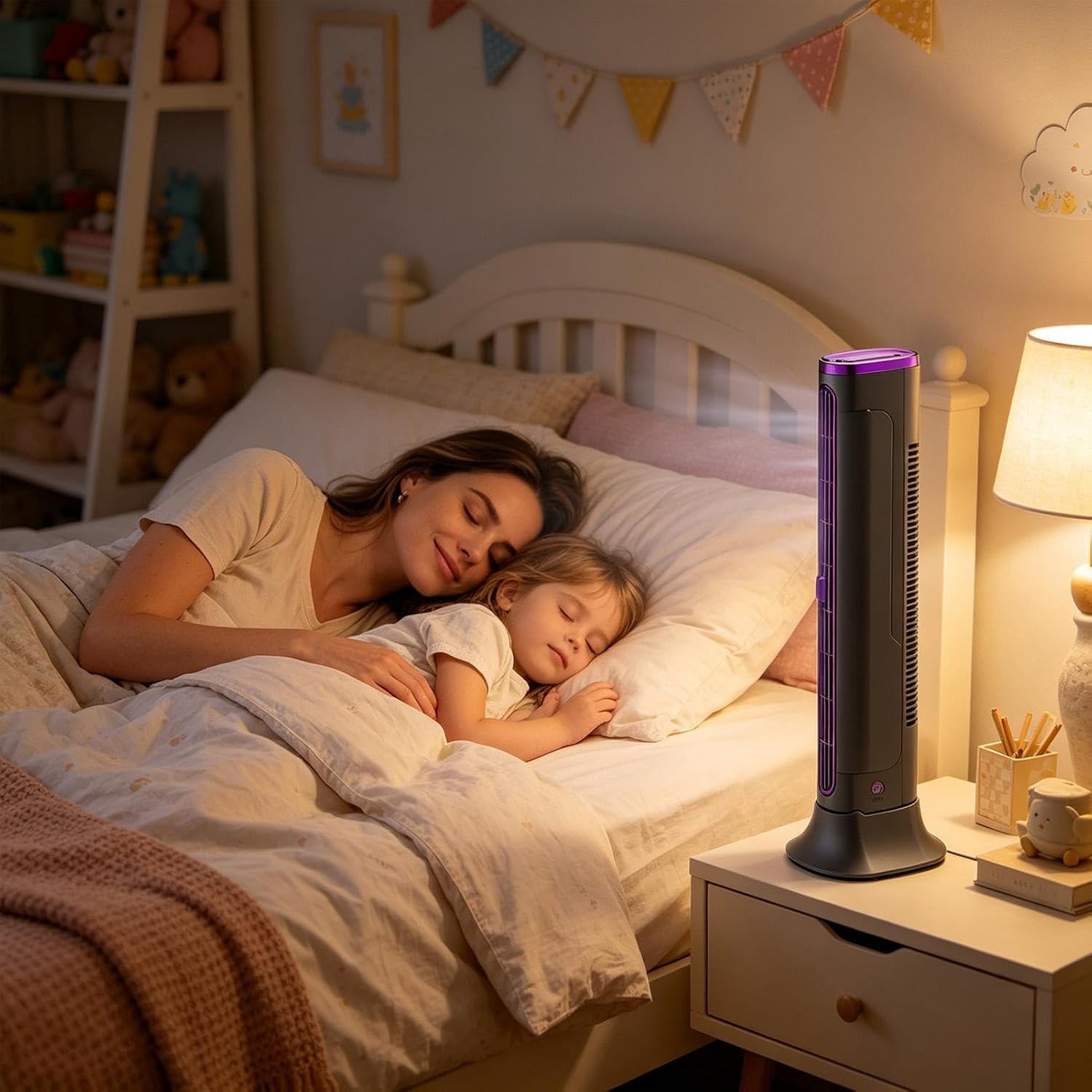 Small Portable Air Conditioner – Compact Portable Rechargeable USB Bladeless Tower Fan for Office, Home, Car, Camping, Interior, Travel, Motorhome, Garage