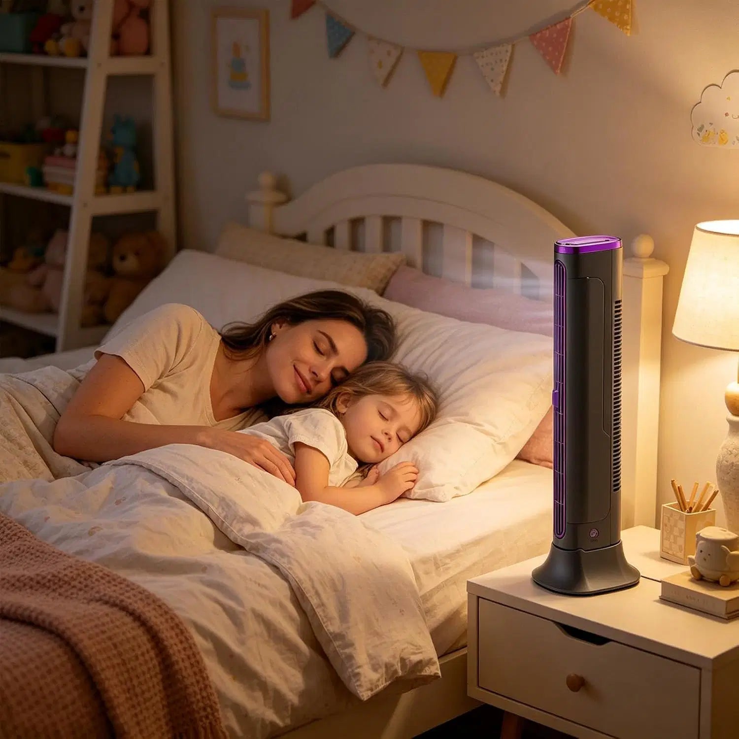 Small Portable Air Conditioner – Compact Portable Rechargeable USB Bladeless Tower Fan for Office, Home, Car, Camping, Interior, Travel, Motorhome, Garage