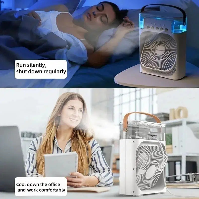 Mini Ventilateur Climatiseur 3-en-1 avec LED & Humidificateur