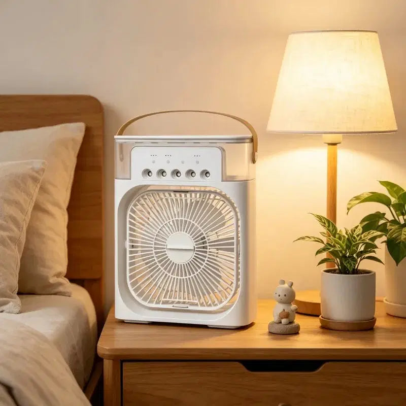 Mini Ventilateur Climatiseur 3-en-1 avec LED & Humidificateur