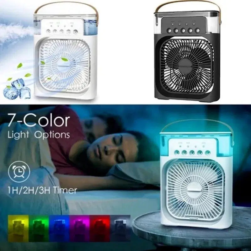 Mini Ventilateur Climatiseur 3-en-1 avec LED & Humidificateur