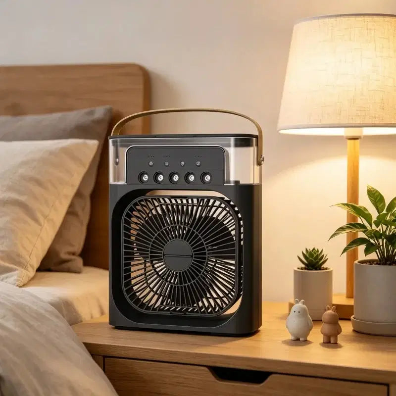 Mini Ventilateur Climatiseur 3-en-1 avec LED & Humidificateur